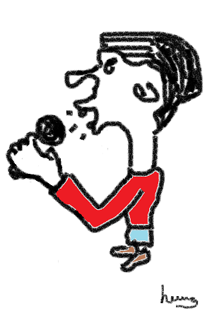cartoon zelfportret zingend 23